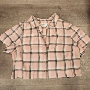 Hollister Crop Top Plaid Pink